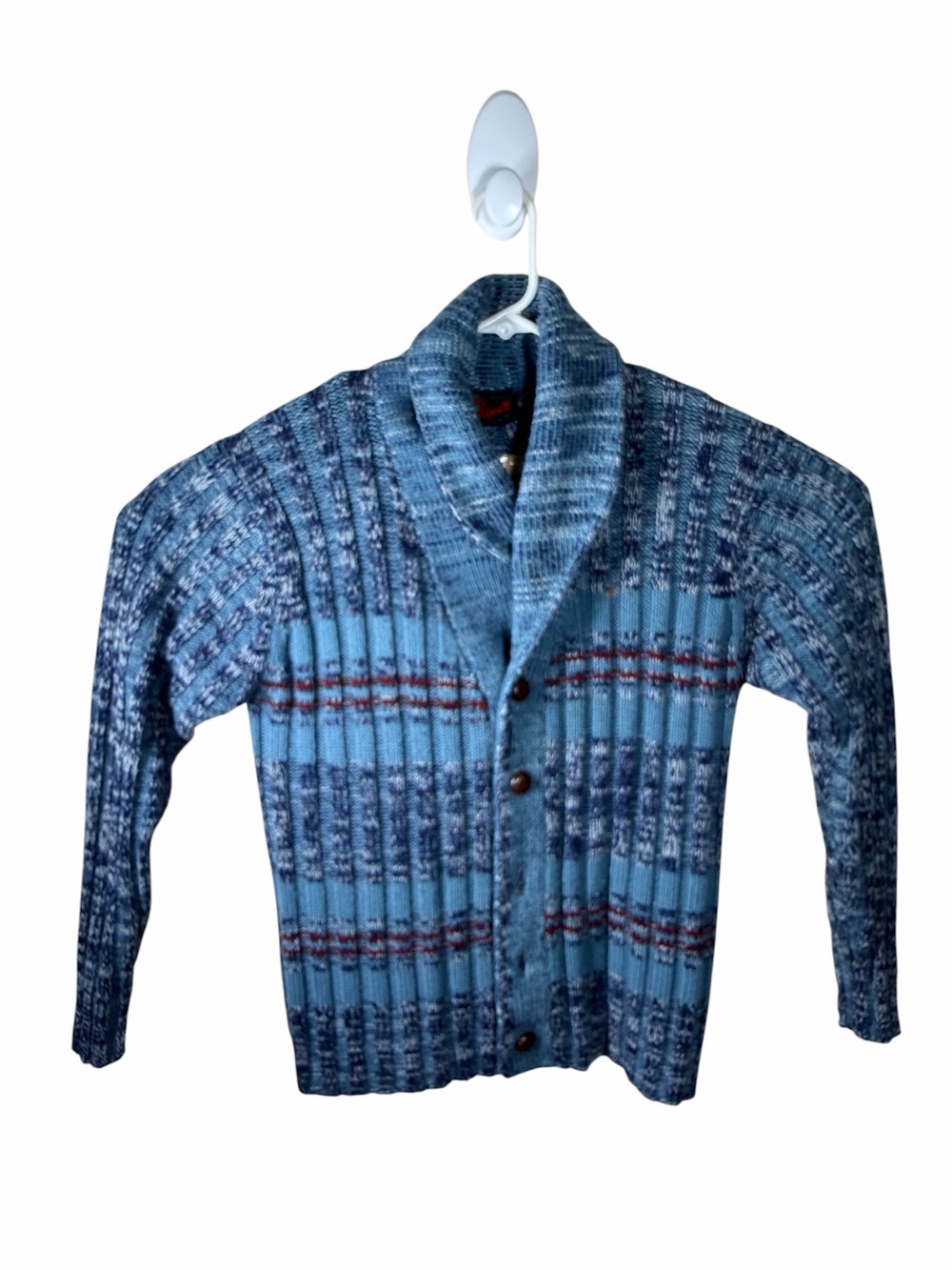 Vintage Sigallo Blue  100% Acrylic Cardigan Sweater Size Large. See the Descr.